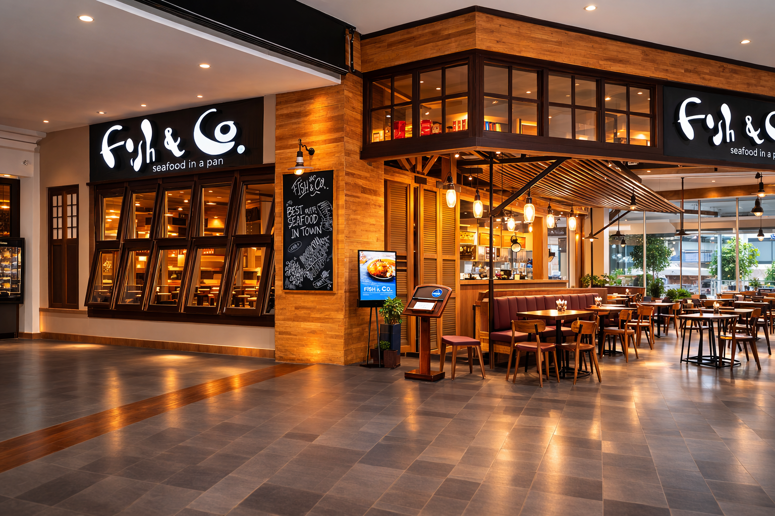 Suasana restoran Fish & Co yang hangat dan nyaman